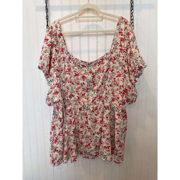 NWT Torrid Peplum Challis Puff Short Sleeve Top Greenhouse Floral Dew Size 6X - Picture 4 of 8